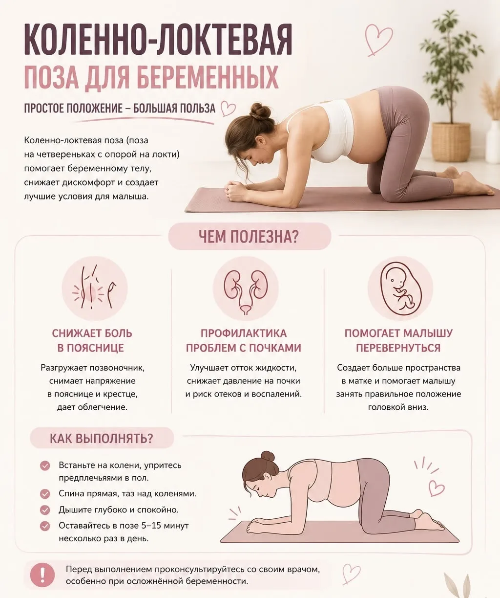 Коленно-локтевая поза для беременных