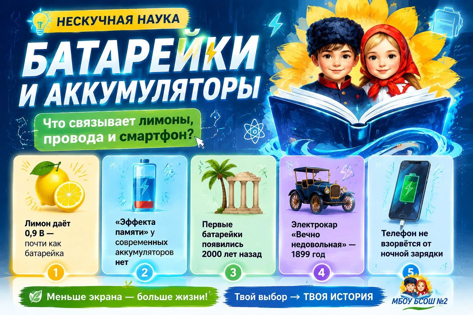 🔬 «Нескучная наука» — выпуск 1: батарейки и аккумуляторы

Что связывает лимоны, провода и разряженн