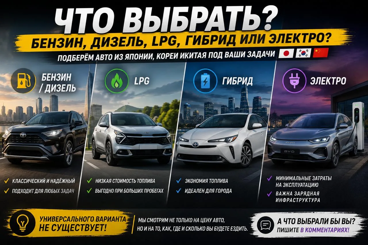 ⛽️ Бензин, дизель, LPG, гибрид или электромобиль — что выбрать?