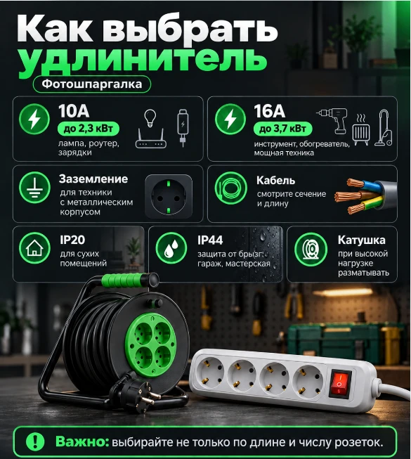 ⚡ Полезный выбор: как выбрать удлинитель и не пожалеть
