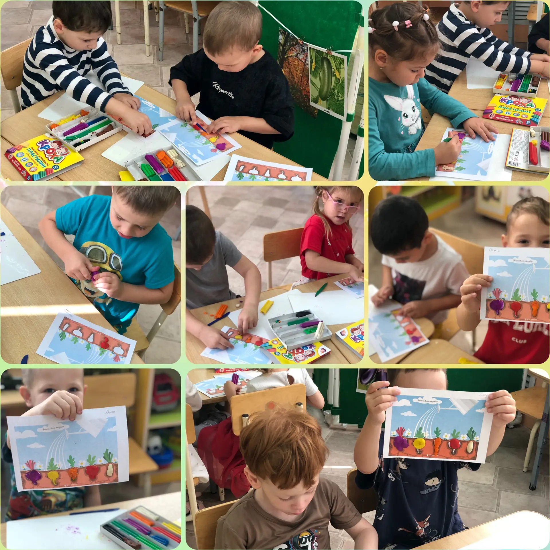 Пластилиновая грядка: развиваем пальчики и учим овощи! 🥕🍅