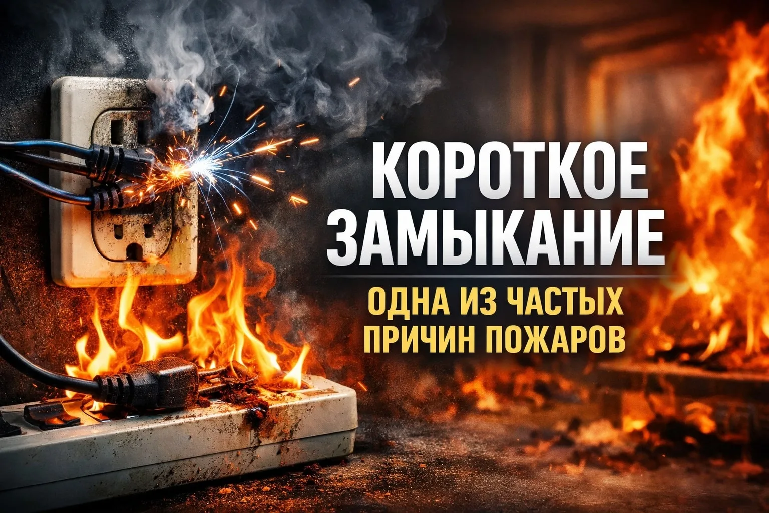 ❗ Короткое замыкание — одна из самых частых причин пожаров, на которую приходится около 43% возгоран