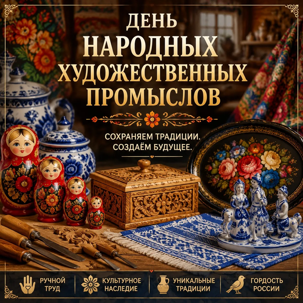 Живая нить традиций: с Днём народных художественных промыслов!

Сегодня, в предпоследнее воскресенье