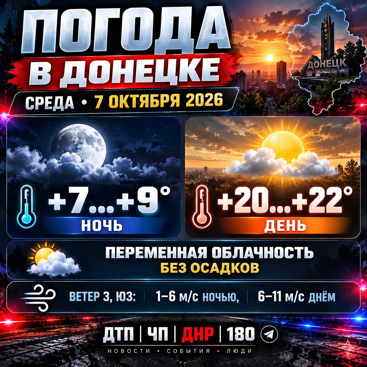 🌤 ПОГОДА В ДОНЕЦКЕ | 7 ОКТЯБРЯ 2026