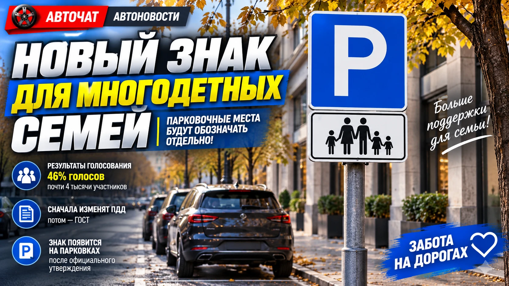 В России появится новый дорожный знак для многодетных семей