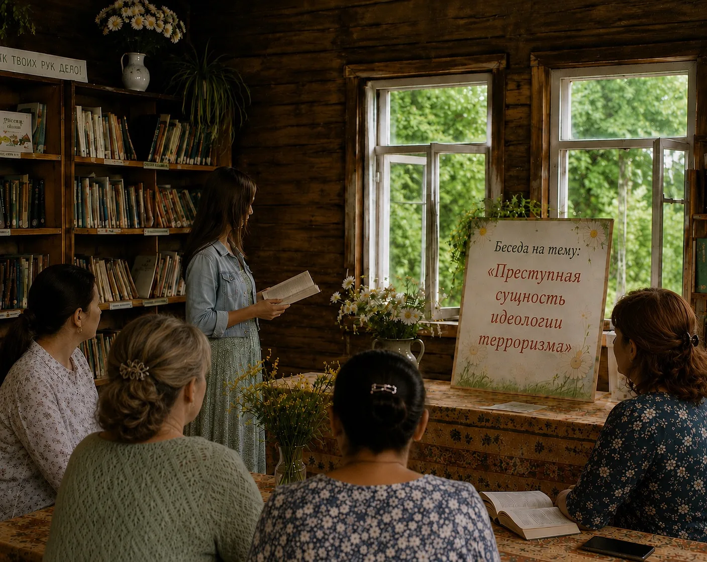 📚В библиотеке с. Ильинское состоялась беседа «Преступная сущность идеологии терроризма».