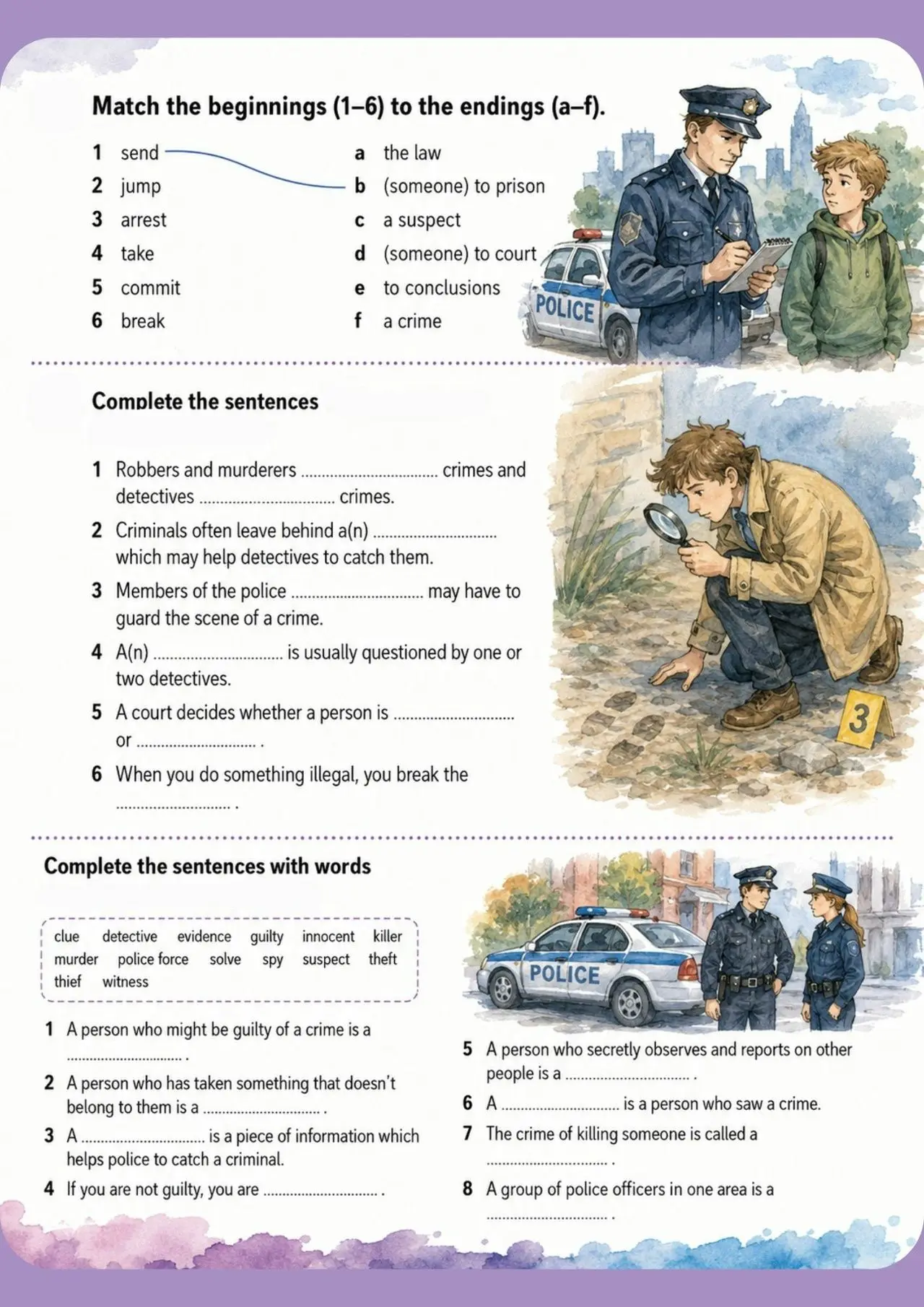 😱CRIME😱
Приветствую, коллеги!🌞

Оформила для вас лексику и упражнения по теме crime.
Знаю, что мн