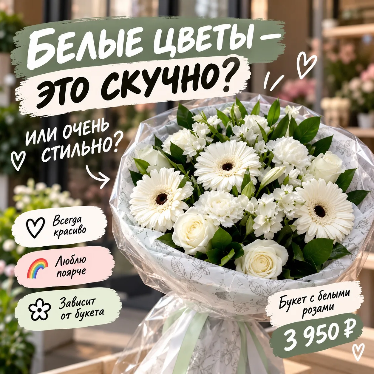 🤍 Белые цветы — скучно?