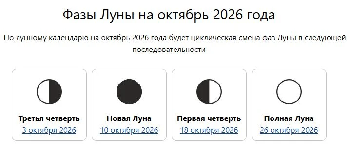 Лунные календари на октябрь 2026 года: Узнайте, какие дни будут благоприятными для разн...