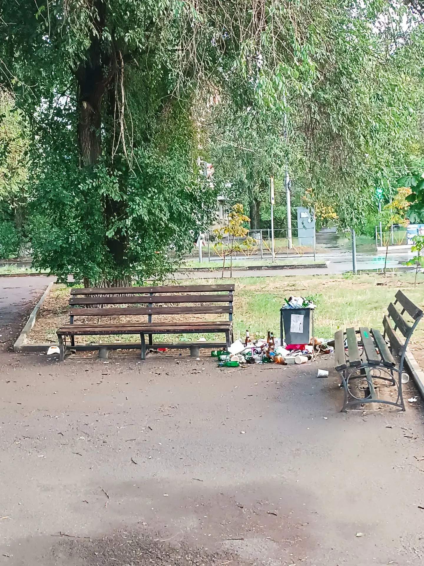 В сквере на Щаденко/Крупской возле каждой из четырёх урн - опять помойка 🤨