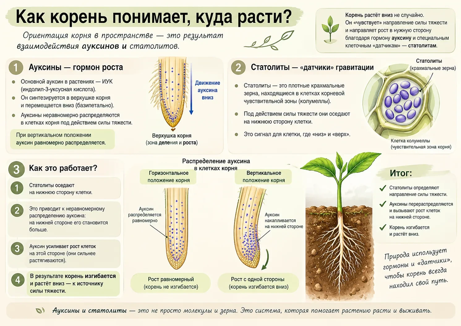 🌱🪴 «КАК КОРЕНЬ «ПОНИМАЕТ», КУДА РАСТИ?» — ТАЙНА ГРАВИТРОПИЗМА/ГЕОТРОПИЗМА