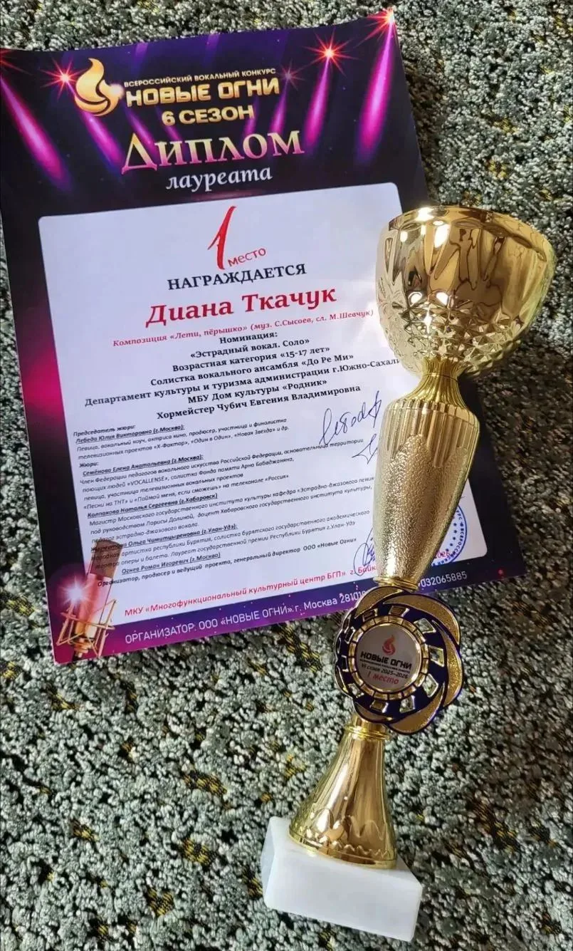 ПОЗДРАВЛЯЕМ С ПОБЕДОЙ!!!
1 место заняла солистка вокального коллектива "ДоРеМи", Диана Ткачук, в ном