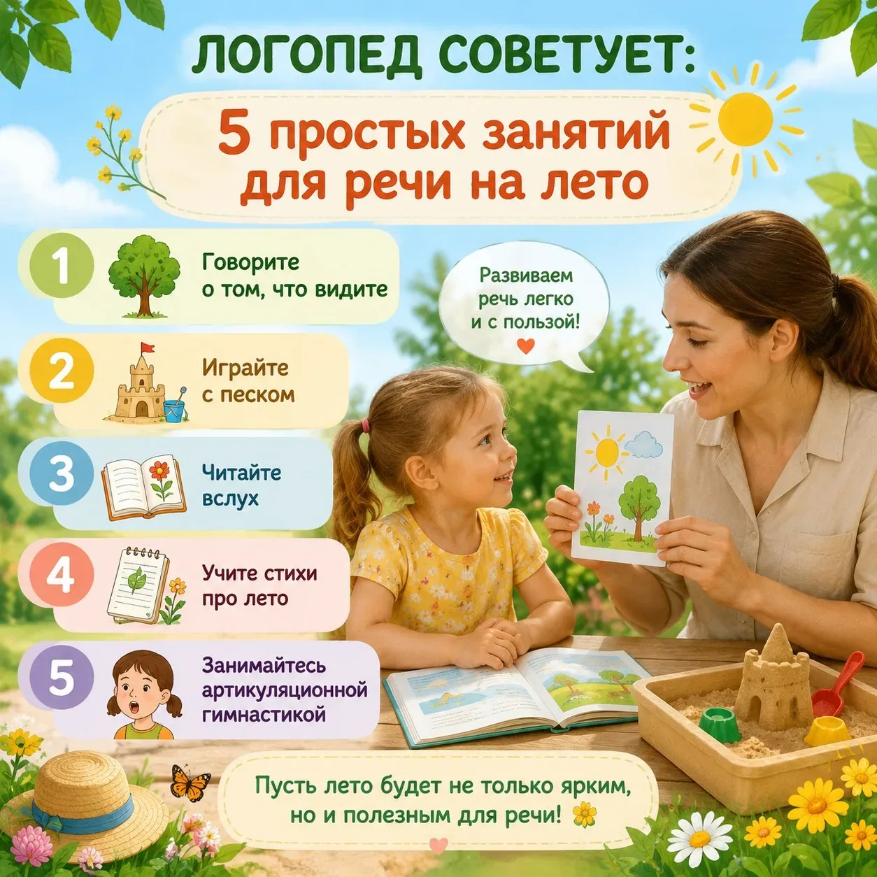 🗣️ Логопед советует: 5 простых занятий для речи на лето