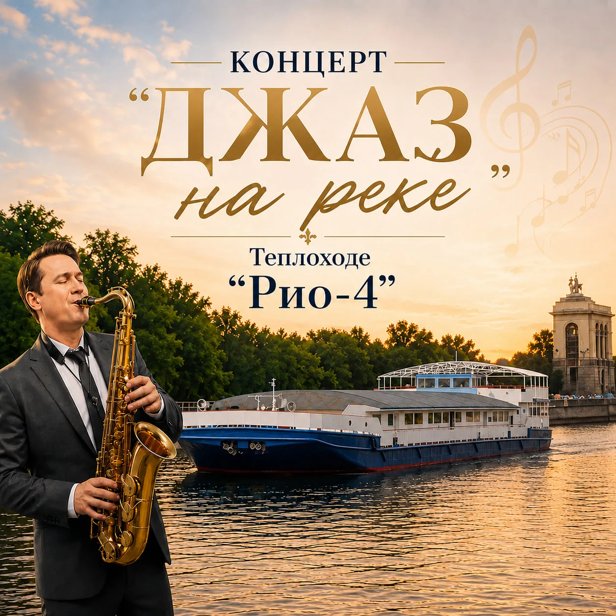 Скидка -35% на Концерт на  теплоходе 🎷 «ДЖАЗ НА РЕКЕ»