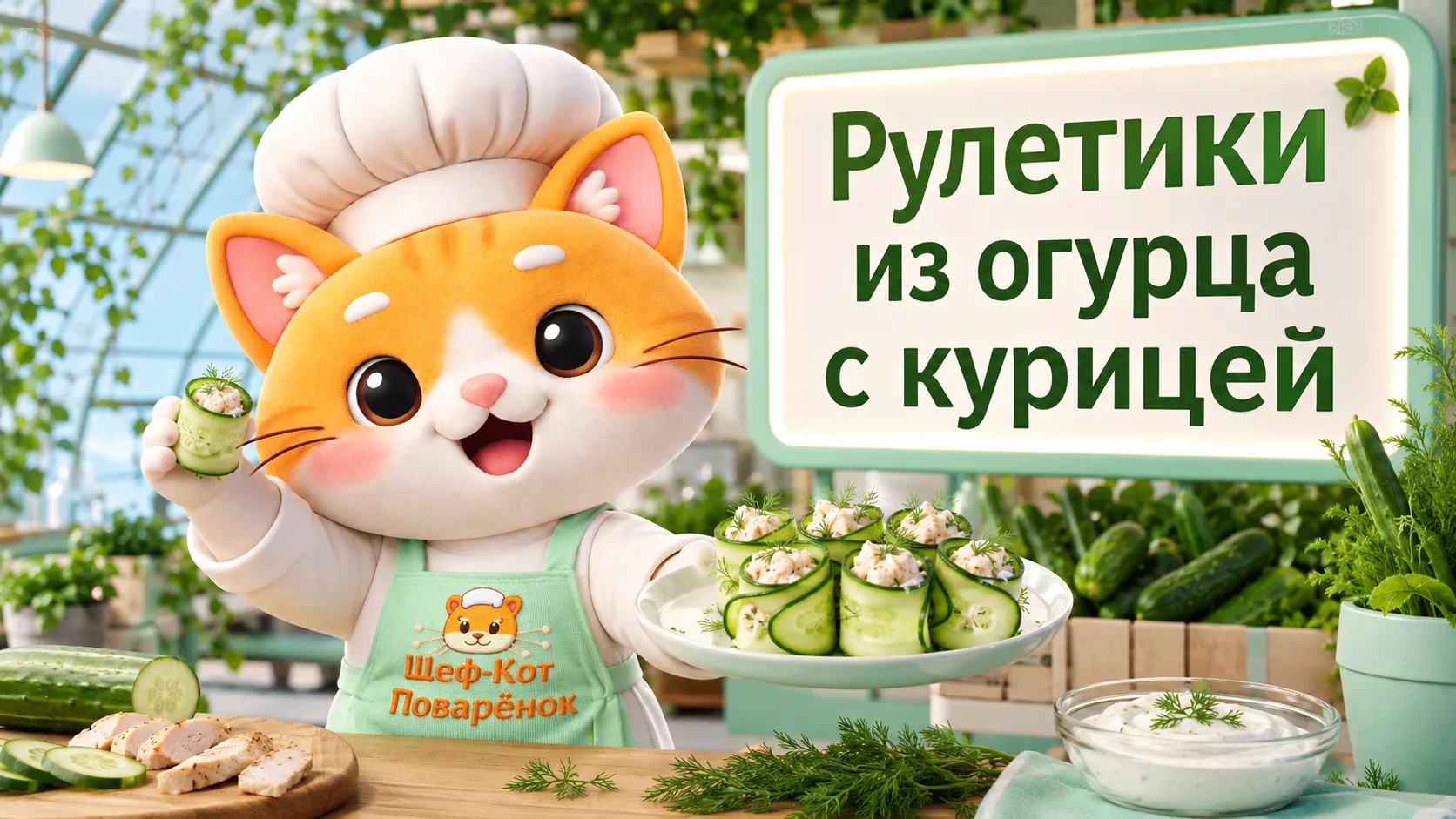 🥒 ПП-перекус от Шеф-Кота: рулетики из огурца с курицей