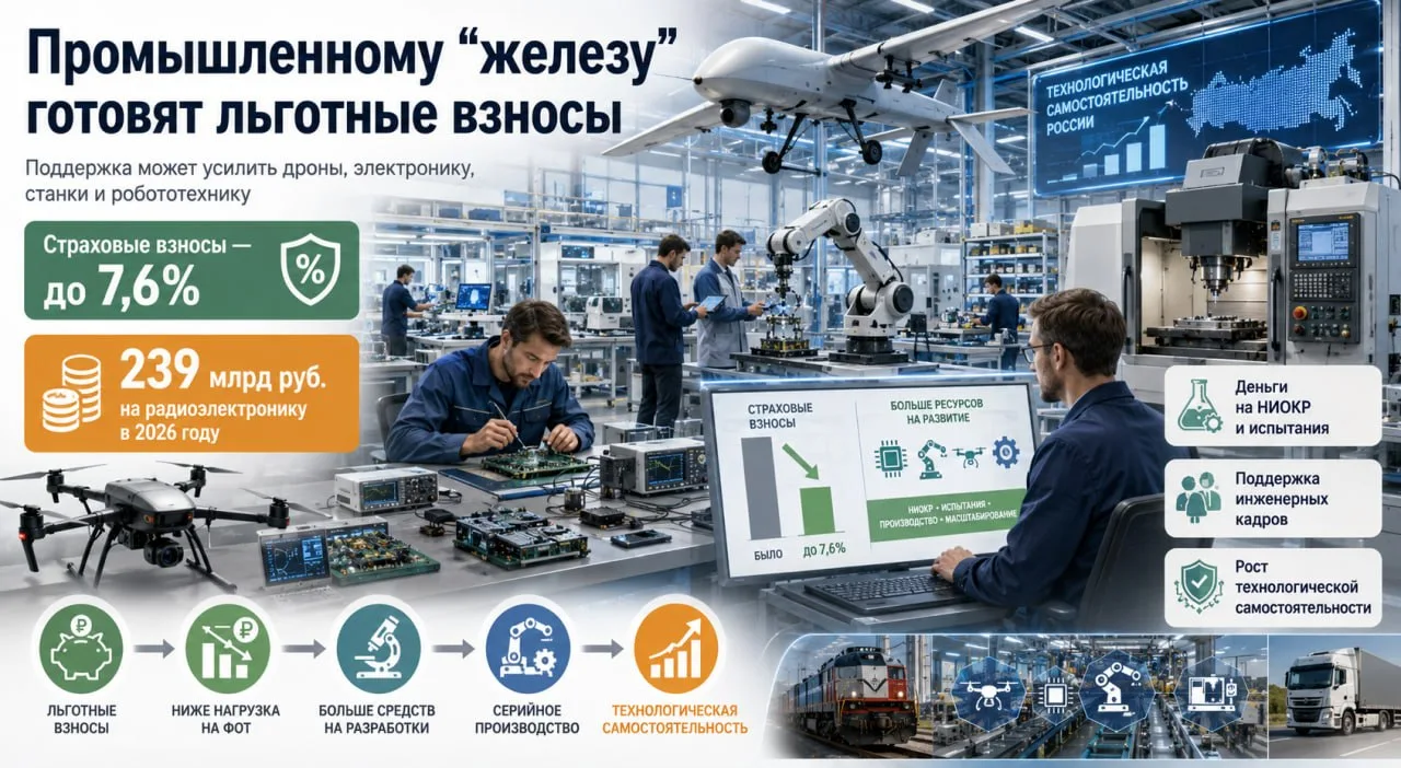 Минфин и Минпромторг готовят льготные страховые взносы до 7,6% для производителей беспи...