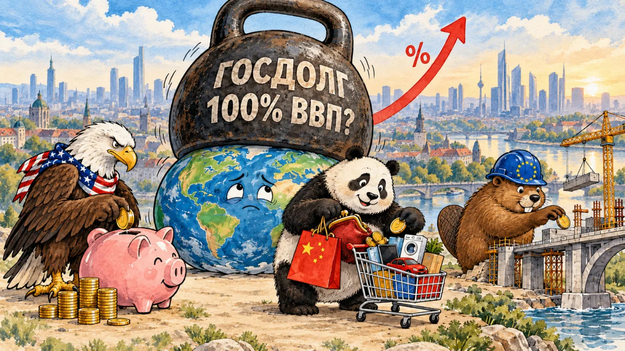 Совокупный государственный долг в мире приближается к уровням, сопоставимым с рекордным...