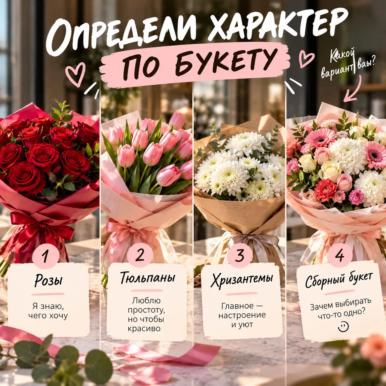ОПРЕДЕЛИМ ХАРАКТЕР ПО БУКЕТУ 😏
