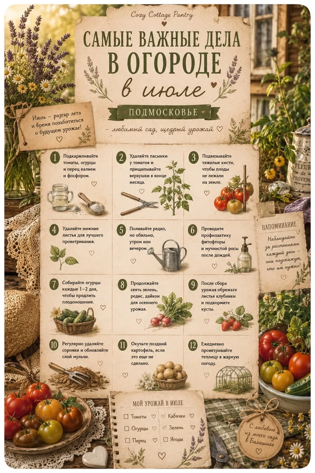 Что обязательно нужно сделать в огороде в июле? ☀️🥒

Июль — экватор дачного сезона. Урожай уже начи