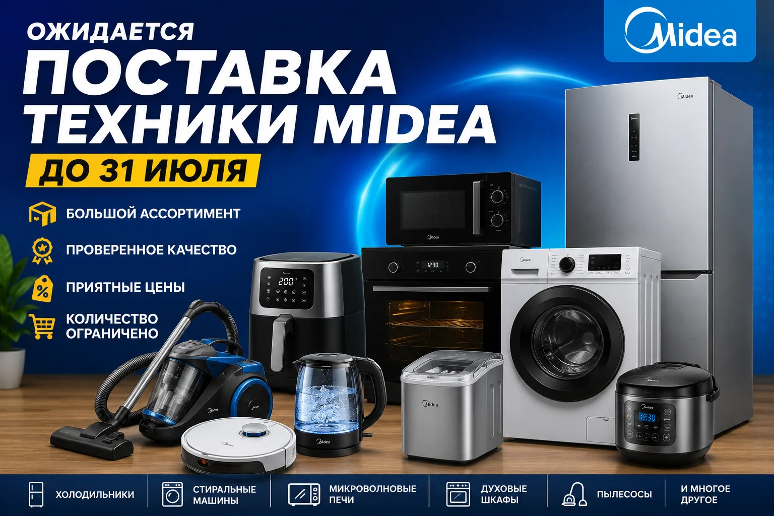 🔥 До 31 июля ожидается новая поставка бытовой техники Midea и Comfee!