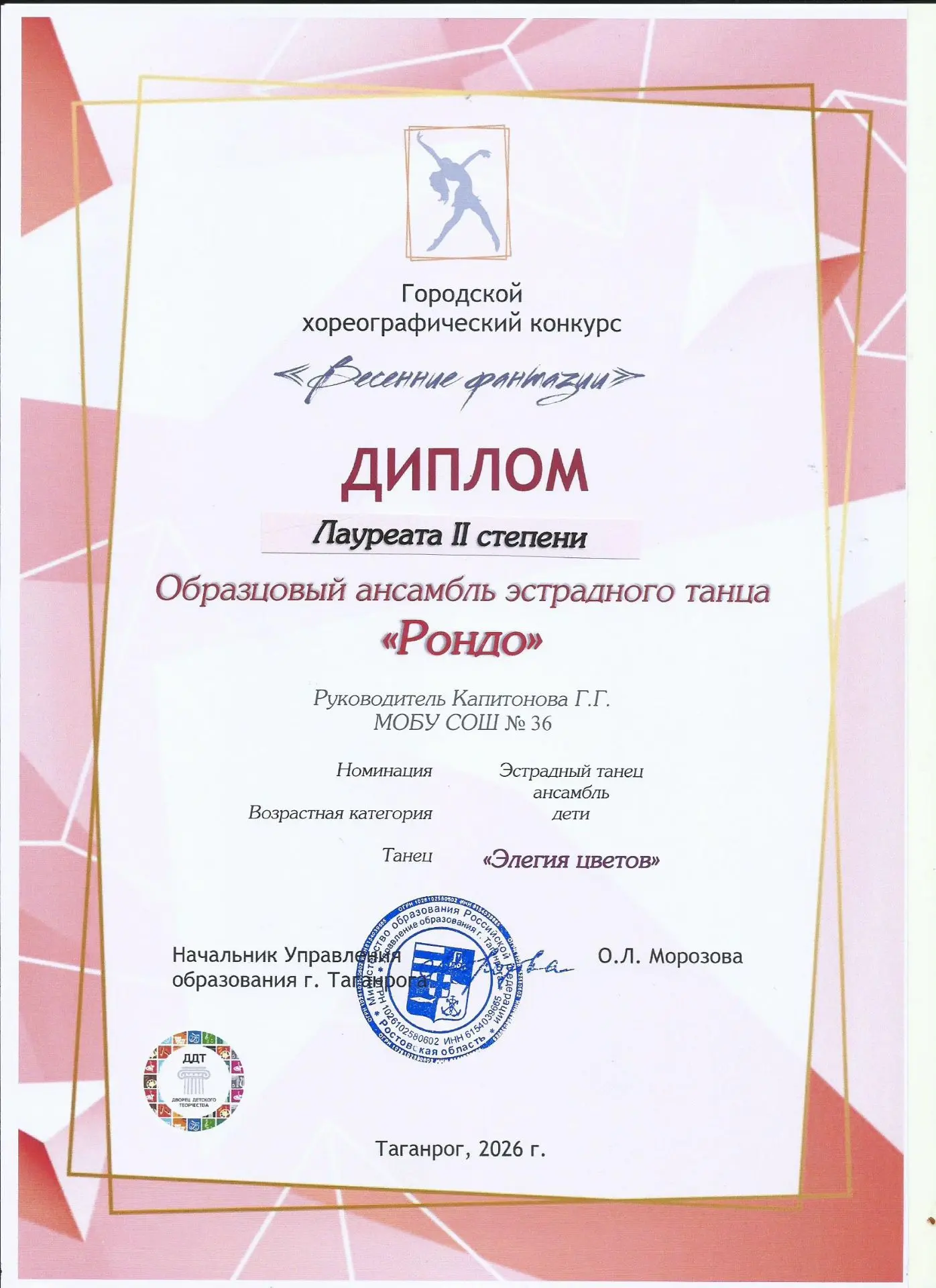 «Рондо» на конкурсе «Весенние фантазии»: школа гордится победителями! Образцовый хореографический ан