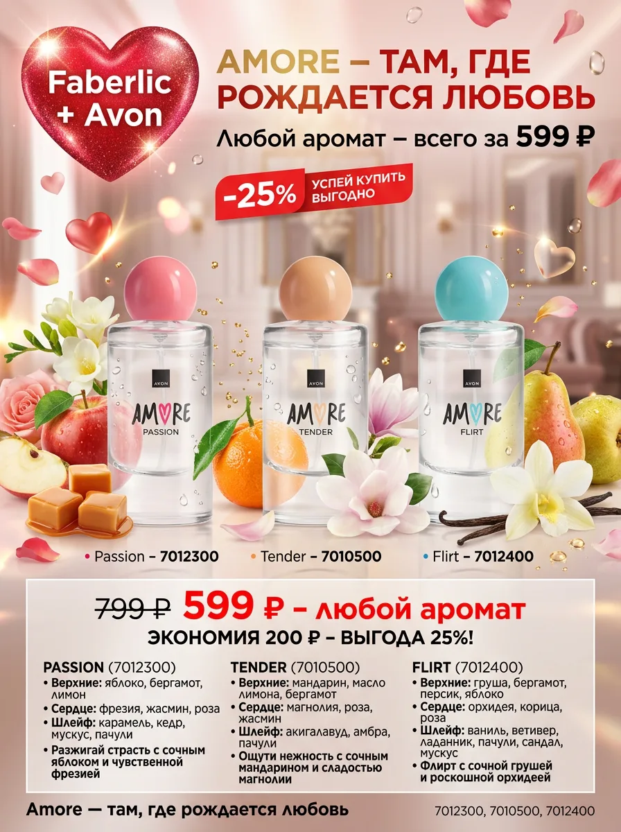 ❤️✨ AMORE – ТАМ, ГДЕ РОЖДАЕТСЯ ЛЮБОВЬ! ЛЮБОЙ АРОМАТ – 599 ₽ ВМЕСТО 799 ₽!