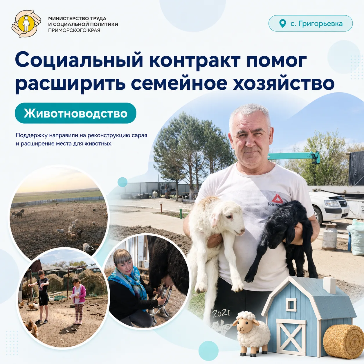 🌾 Из города — к жизни на земле: социальный контракт помог семье из Григорьевки расшири...