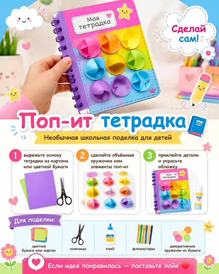 Поп-ит тетрадка из бумаги 📘