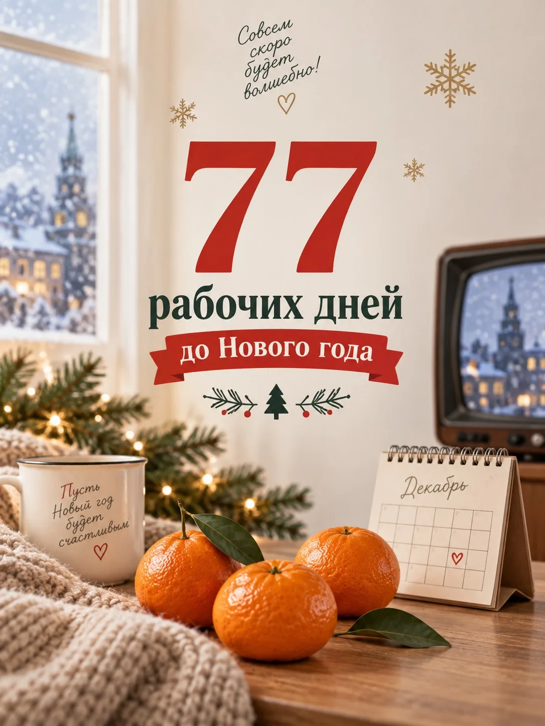 🎄 До Нового года россиянам осталось отработать всего 77 дней