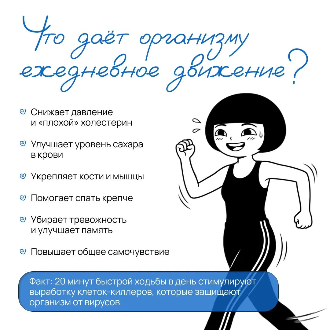 Всего 20 минут в день — и риск инфаркта снижается на треть💪

Движение — это не про спортзал и изнур
