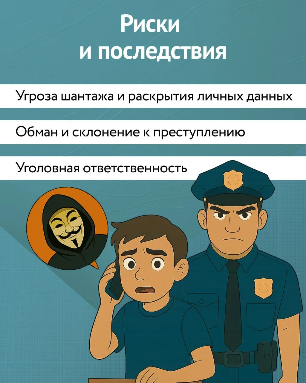 ⚠️ Важно говорить с подростками о безопасности и уметь распознавать попытки вовлечения в противоправ