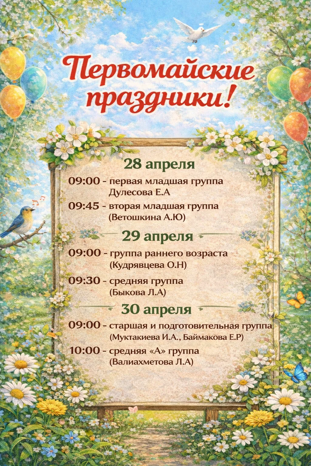 Приглашаем вас на первомайские праздники 🎉