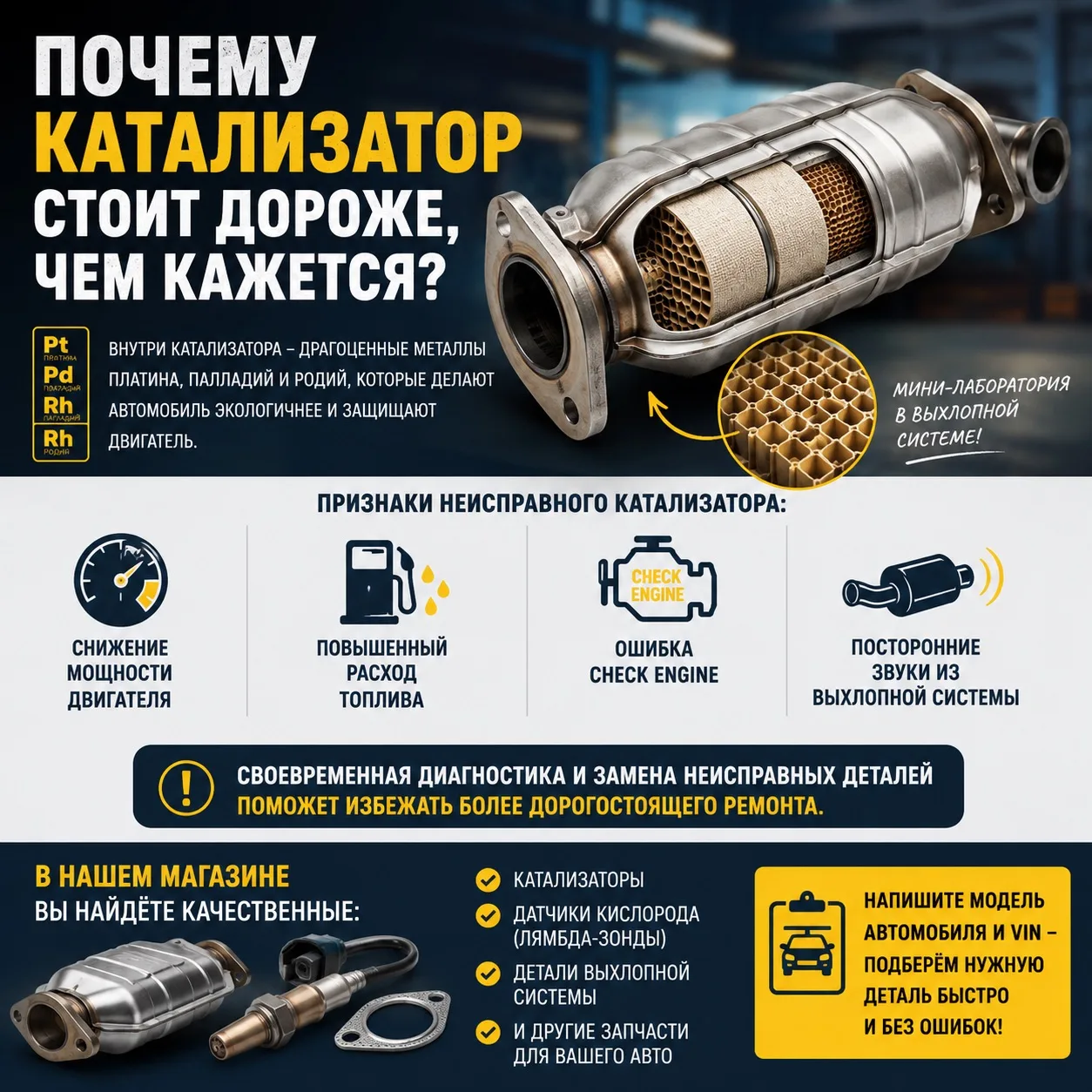 🔧 Почему катализатор стоит дороже, чем кажется?

Многие водители считают, что катализатор — это про