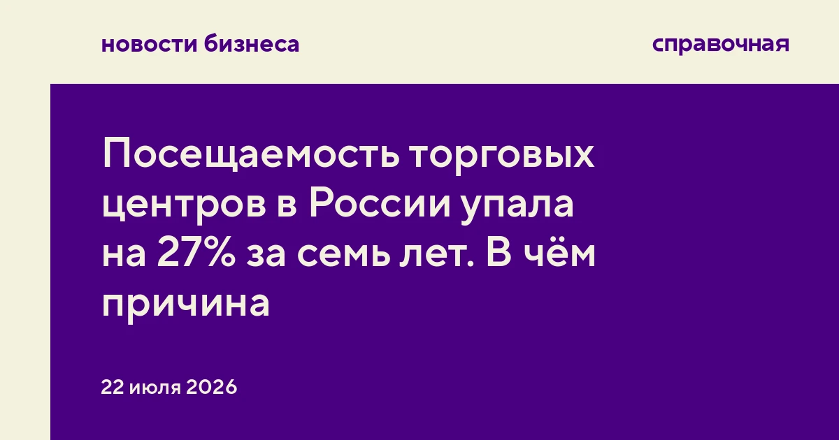 Посещаемость торговых центров в России упала на 27% за семь лет. В чём причина