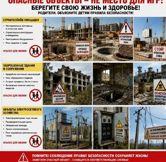 ‼️Потенциально опасные объекты, представляющие угрозу жизни и здоровью несовершеннолетних, требуют п