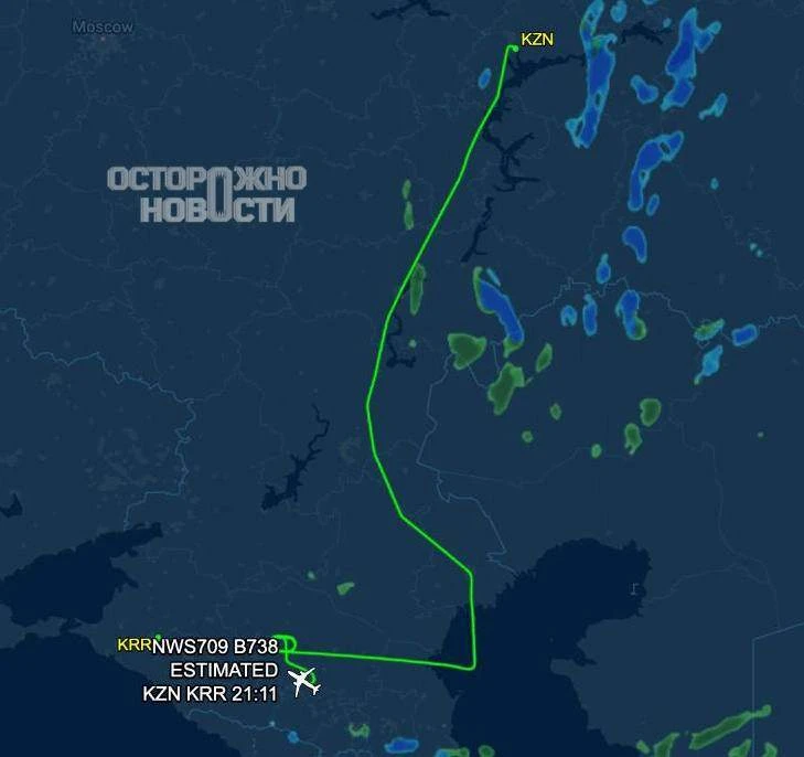 Самолет Nordwind Airlines, летевший рейсом N4-709 из Казани в Краснодар, вечером 3 октя...