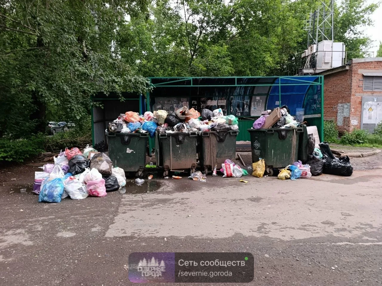 Пионерском районе Екатеринбурга возле дома №12 по улице Парковой вновь переполнена конт...