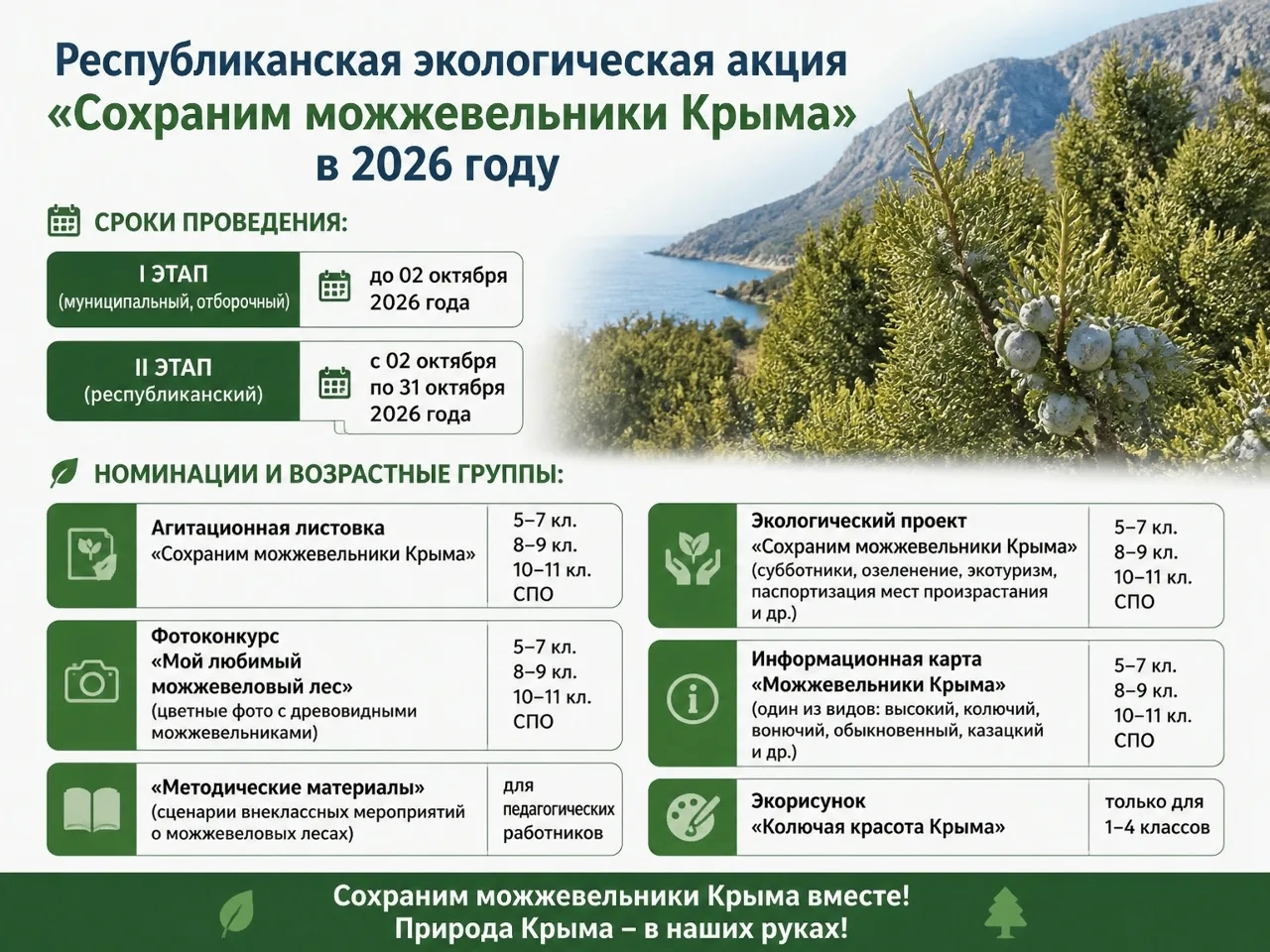 Сохраним можжевельники Крыма — присоединяйся к экологической акции!