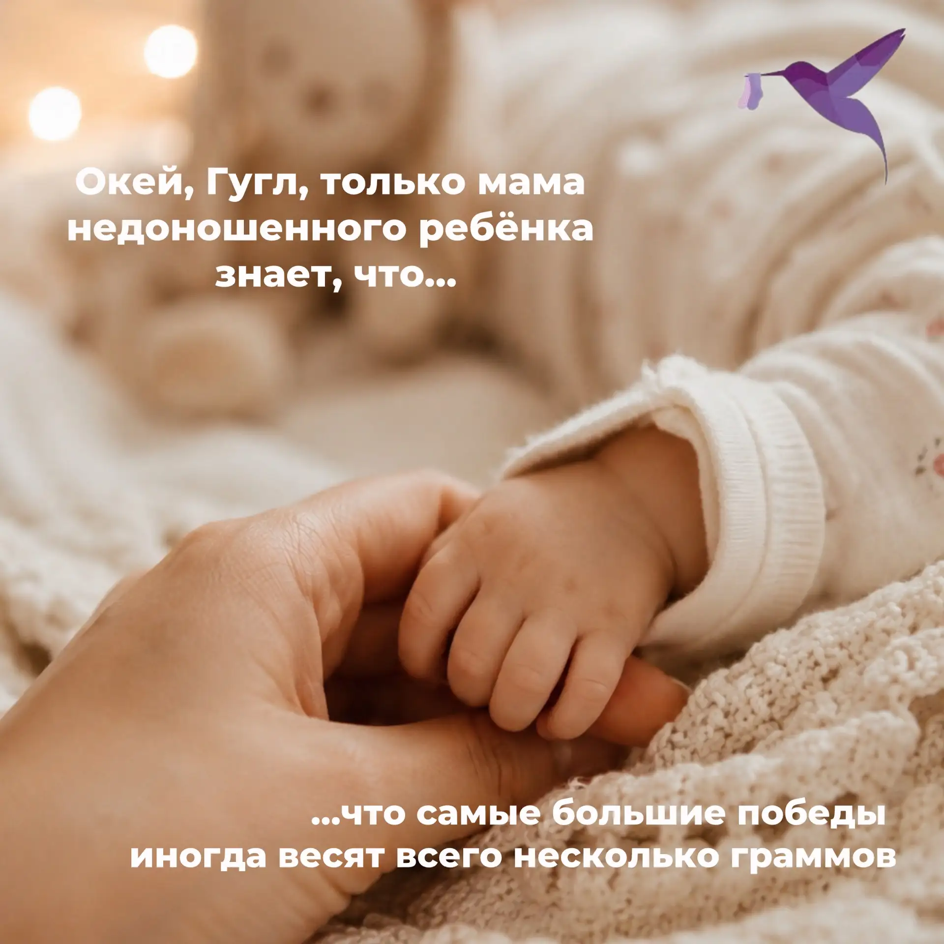 Только мама недоношенного ребёнка знает, что счастье  может весить всего несколько граммов…

Прятать