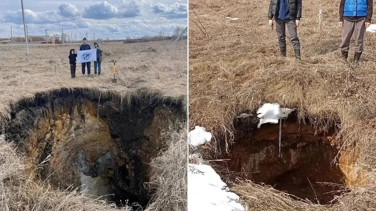 Под Челябинском, в посёлке Красногорский, обнаружили новую пещеру после провала земли.

Длина подзем