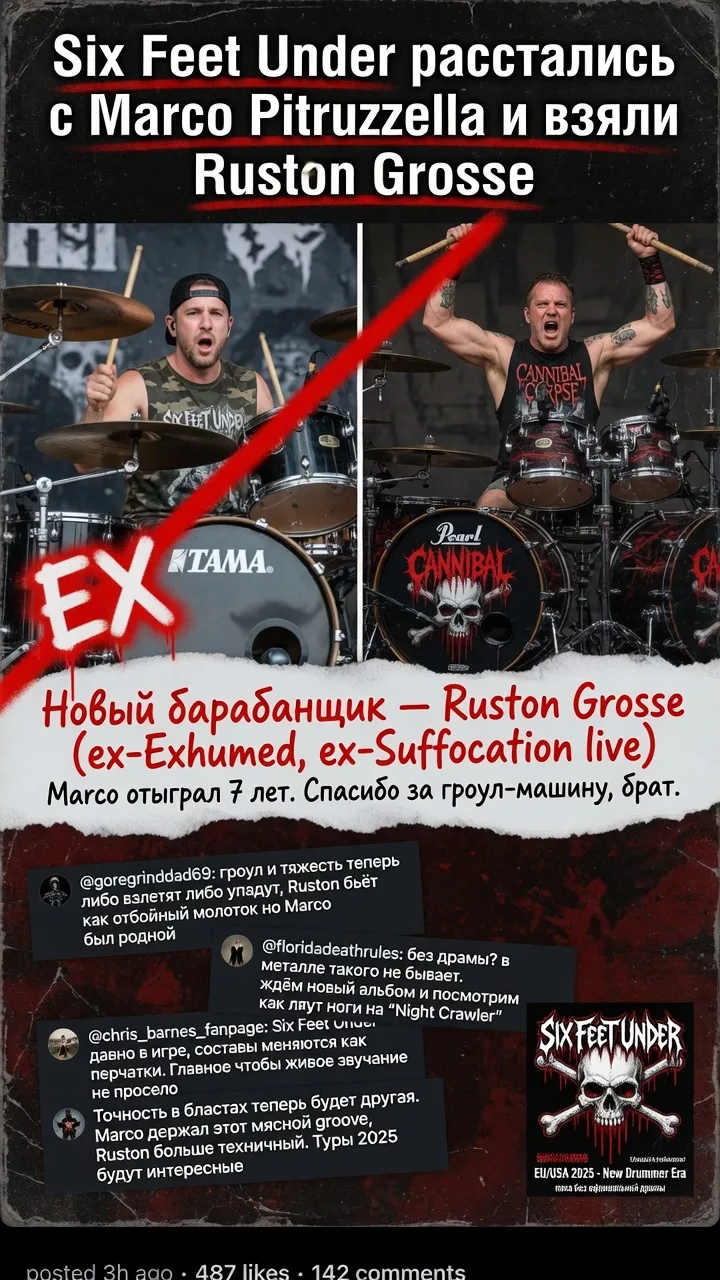 Six Feet Under меняют барабанщика
