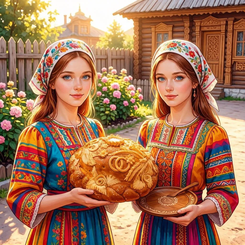 Потом появились две русские красавицы в цветастых сарафанах и платочках. Одна из них де...