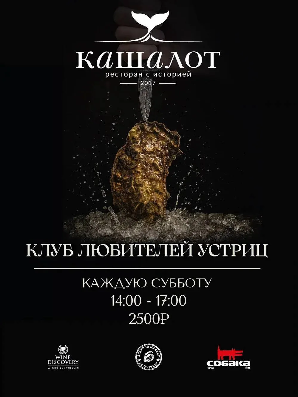 🦪 Приглашаем в клуб любителей устриц в ресторане «Кашалот»! 

Что вас ждёт:
✨Игристое на welcome
🌍