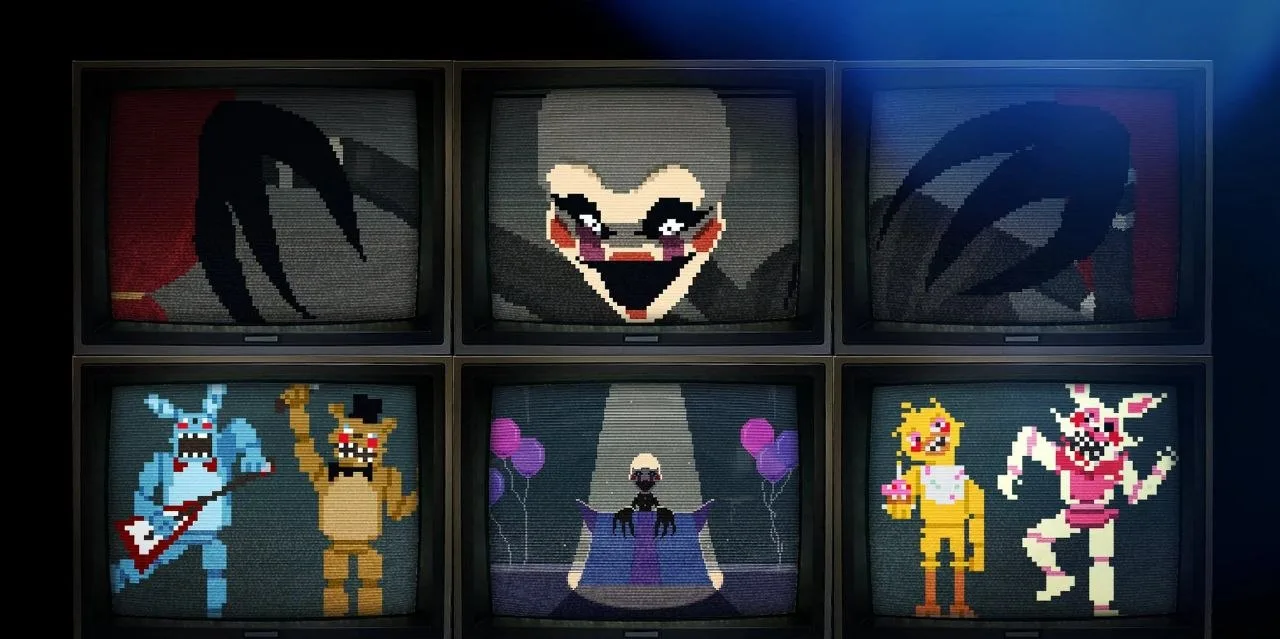Айрис Азади показала альтернативную заставку для фильма FNaF 2. Текст в газетах на фоне...