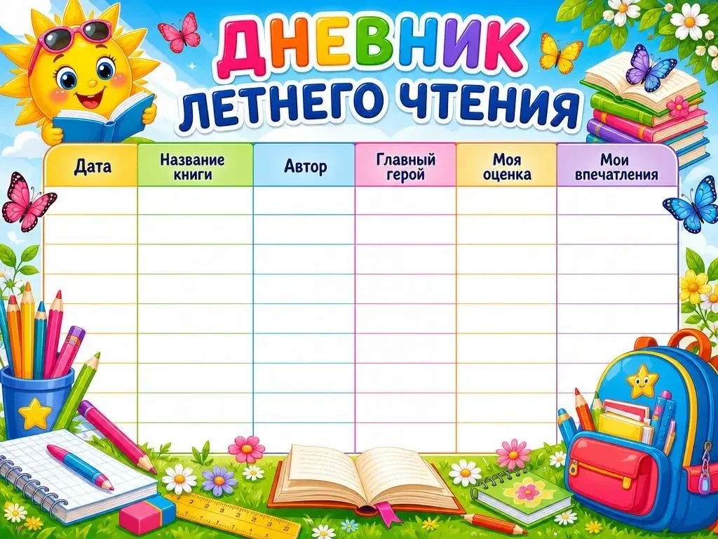 Читаем летом легко ☀️

Яркая таблица сделает летнее чтение интереснее и поможет детям вести записи с
