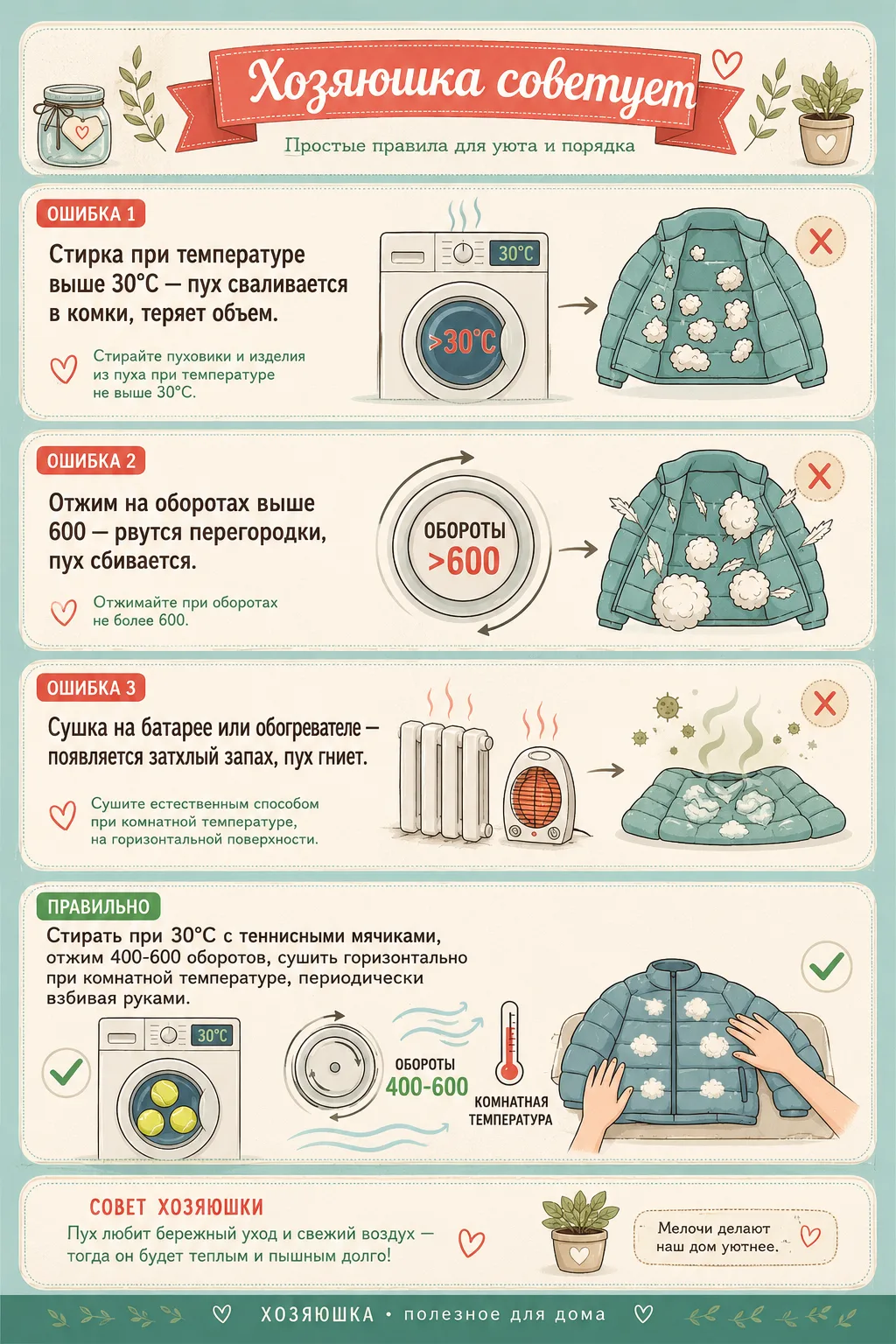 Как правильно стирать пуховики