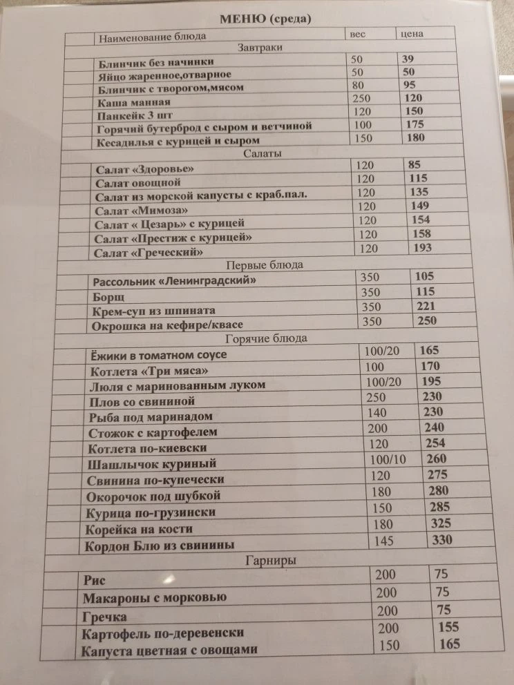 Добрый день! Меню на сегодня! Ждем всех в гости!
