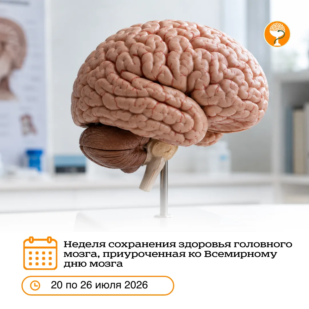🧠 С 20 по 26 июля проходит Неделя сохранения здоровья головного мозга, приуроченная ко Всемирному д
