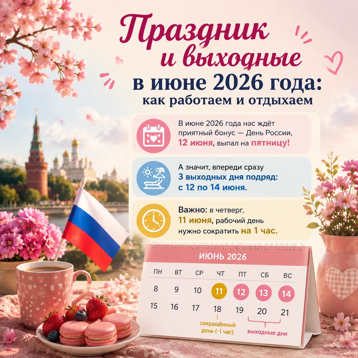 🇷🇺 Праздники и выходные в июне 2026 года