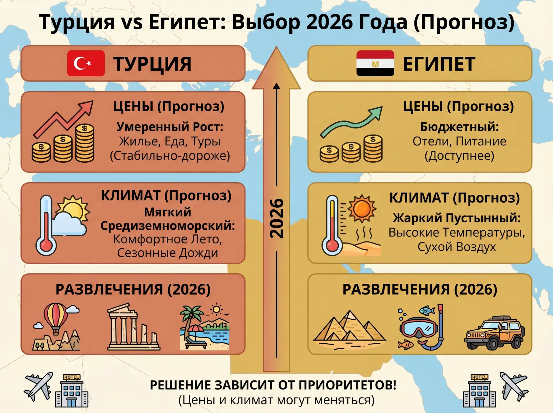 Турция vs Египет: что выбрать в 2026? 🌞🇹🇷🇪🇬